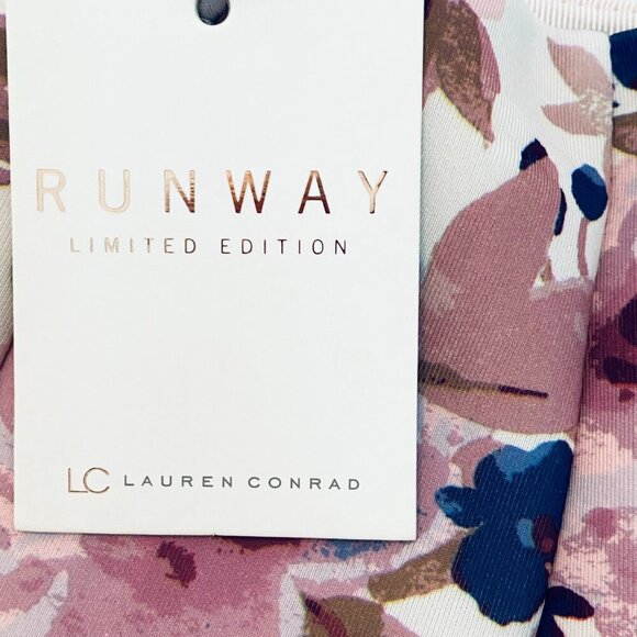 NWT LC Lauren Conrad Runway floral scuba mini skirt Women 12 pink navy coquette - Picture 5 of 10